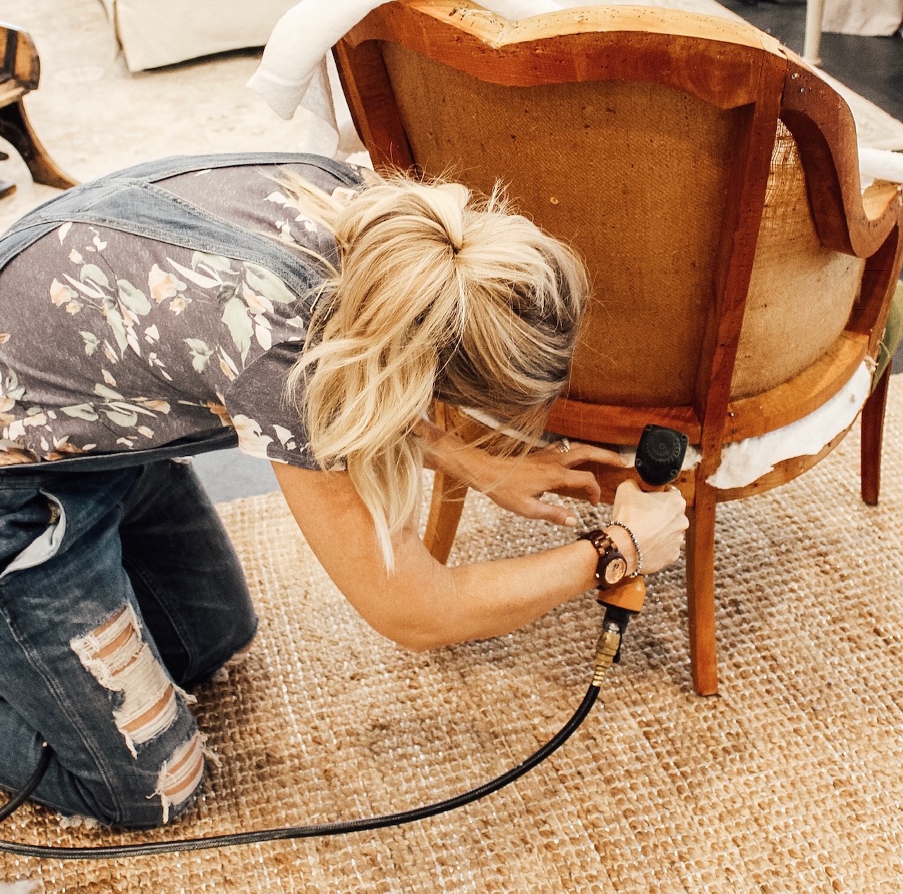 How I Deconstructed A Vintage Chair :how to reupholster a chair