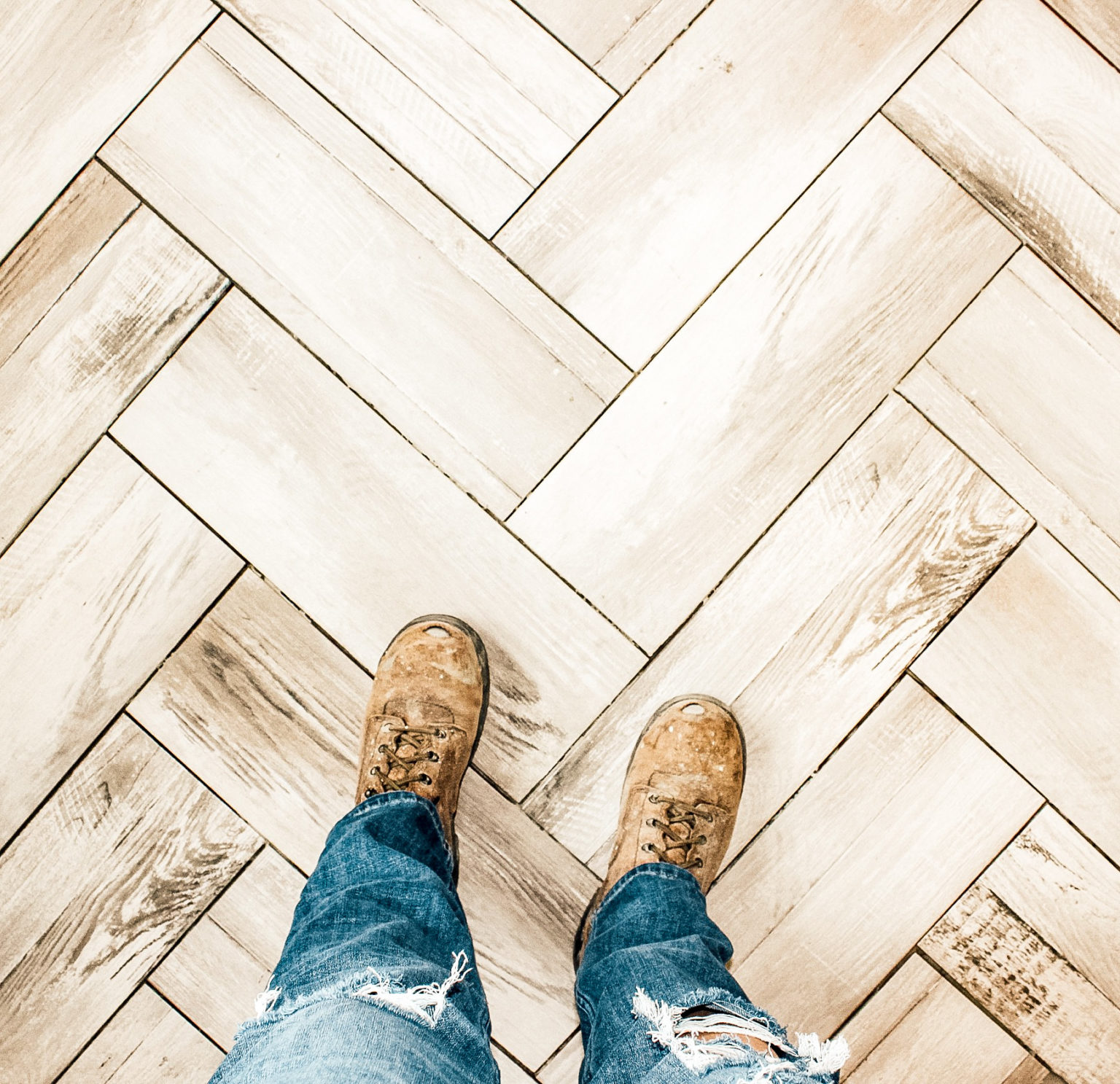 DIY Herringbone Tile Flooring Fletcher Creek Cottage